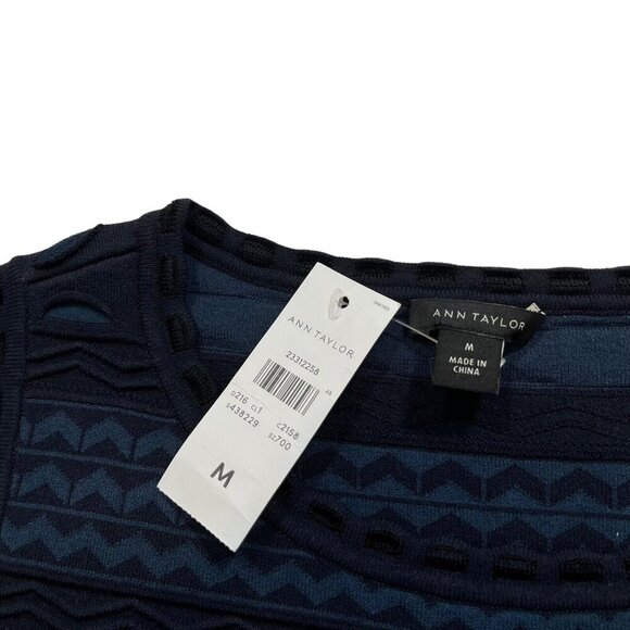 Ann Taylor NWT Blue and Black Texture Stitch Flare Dress Size‎ Medium - Picture 4 of 10